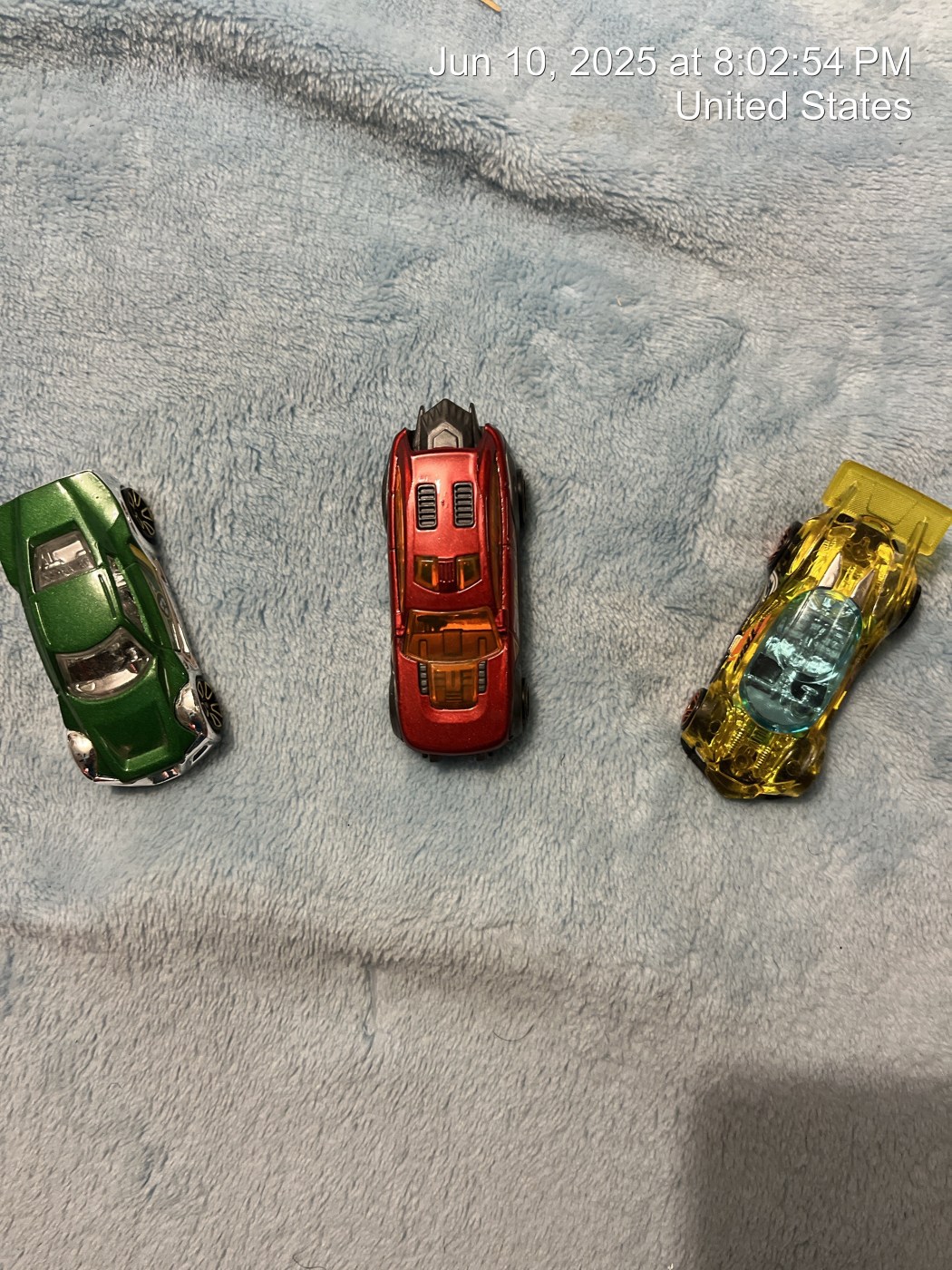 Roy’s new sports cars. Actual vehicle size. From one of Roy’s favorite auto makers, Mattel’s ‘Hot Wheels’